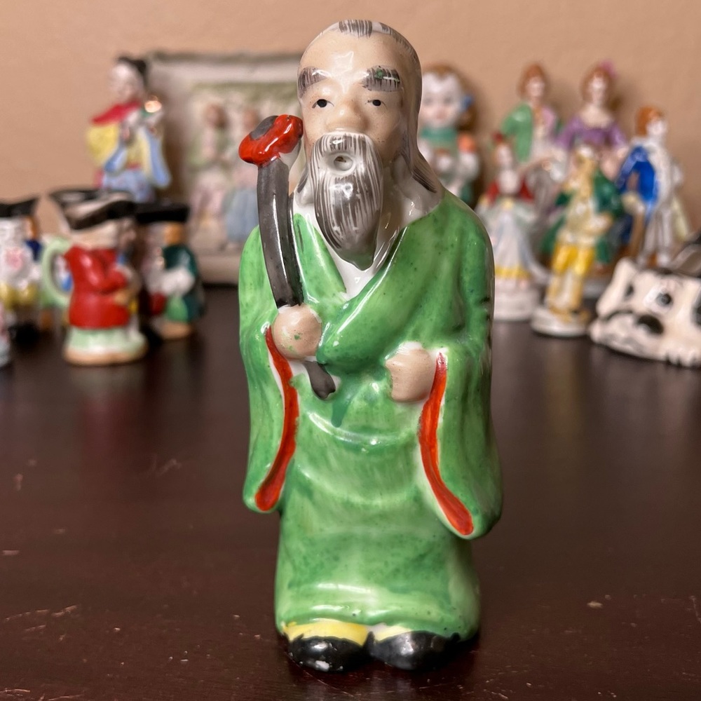 Vintage 1940's Made in Occupied Japan Wise Old Man Figurine, Japanese Ceramic